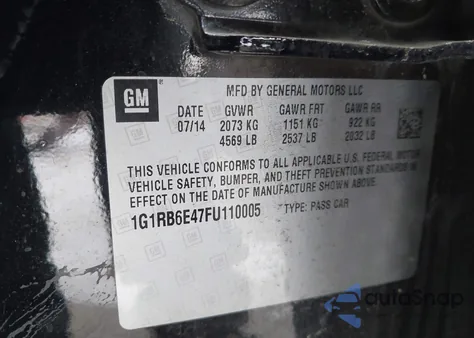 2015 Chevrolet Volt z USA, uszkodzony, nr VIN 1G1RB6E47FU110005